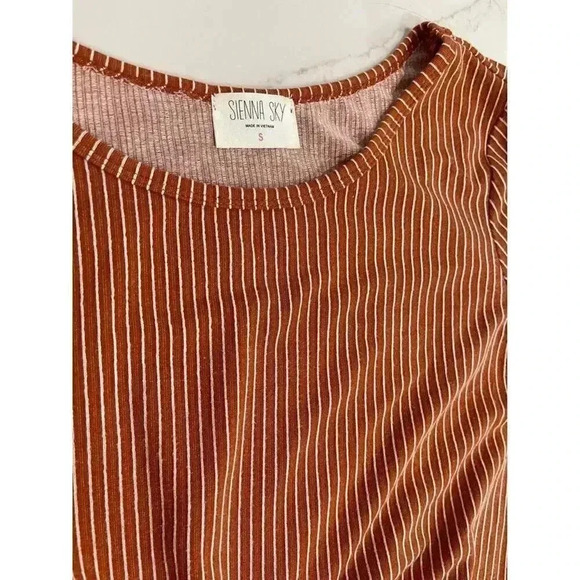 Sienna Sky Dark Orange and White Striped Long Sleeve Women’s Size Small - Picture 2 of 3